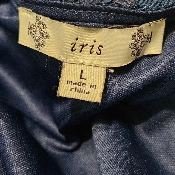 Iris Women’s Large Navy Lace Fit & Flare Dress Floral MOD Cottagecore Y2K Style - Picture 4 of 8